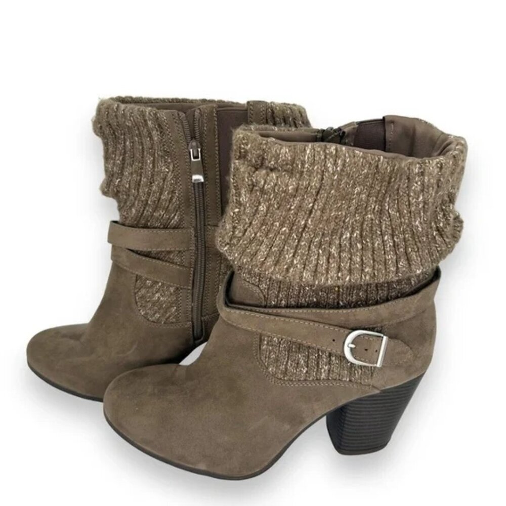 Torrid Sweater Bootie Size 12 WW Extra Wide Stacked Bock Heel Slouchy Buckle
